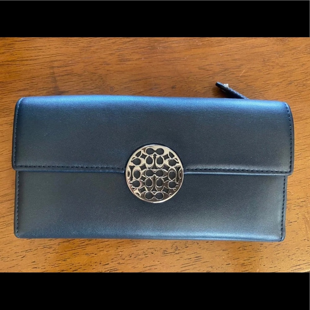 Coach Alexandria Metallic Blue Wallet
